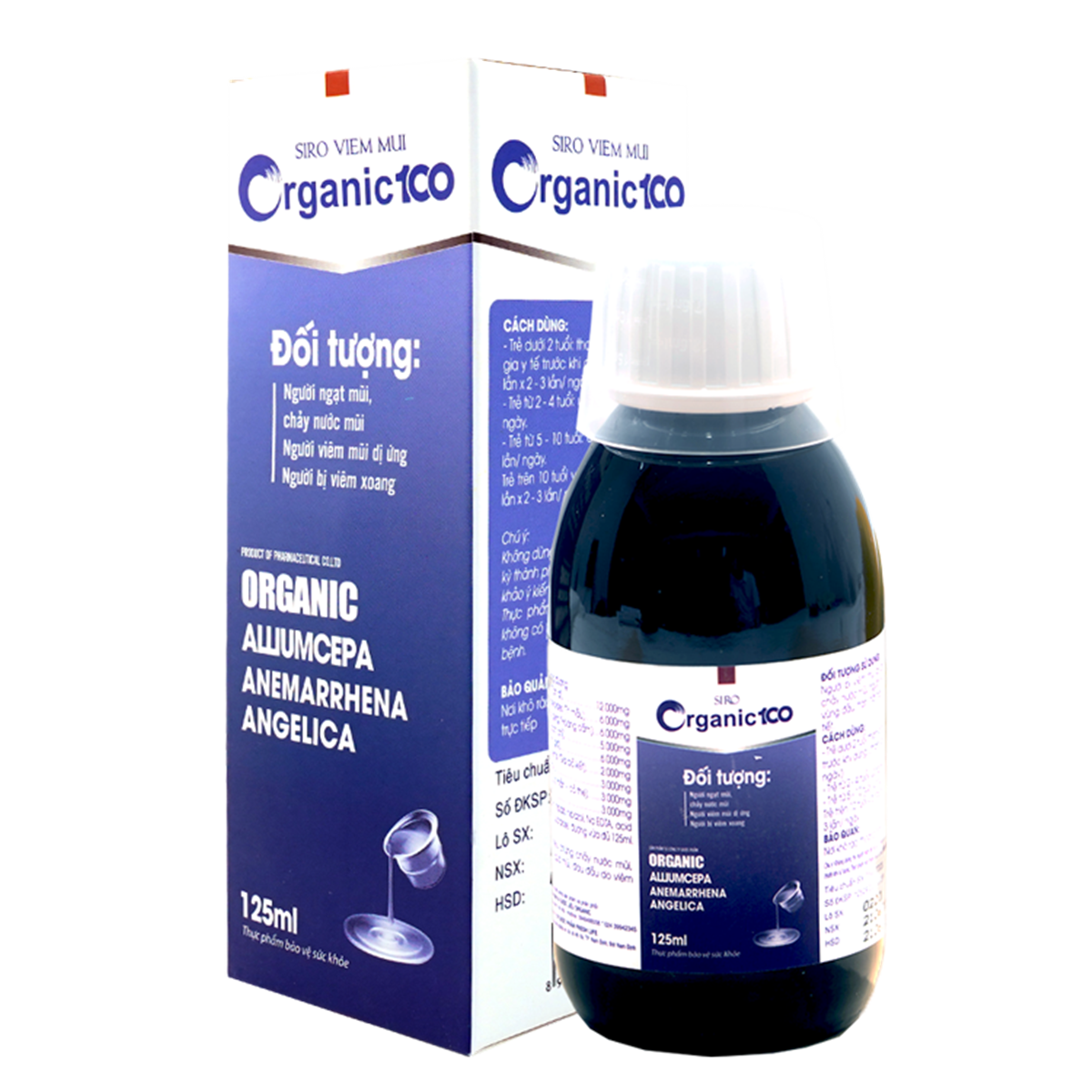 Siro viêm mũi Organic 100 (xanh dương) hộp 1 chai 125 ml