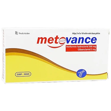 Thuốc điều trị bệnh đái tháo đường Metovance Trường Thọ Pharma hộp 3 vỉ x 10 viên