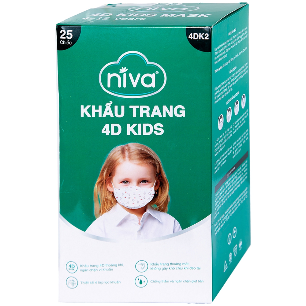 Khẩu trang 4D Kids Niva hộp 25 cái