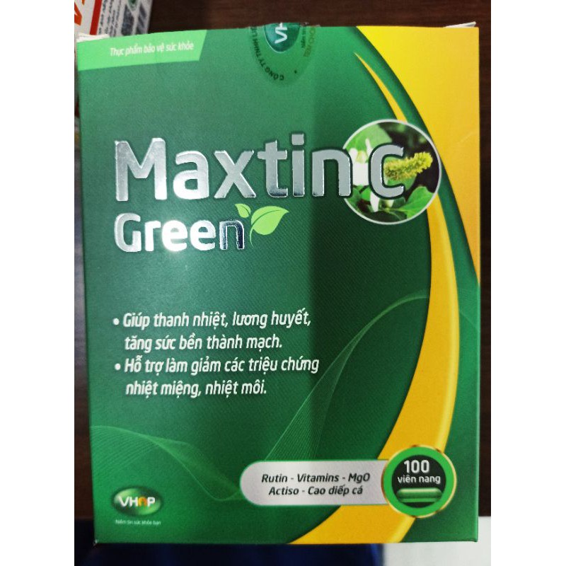 Viên uống giúp thanh nhiệt, giảm nhiệt miệng Maxtin C Green hộp 100 viên