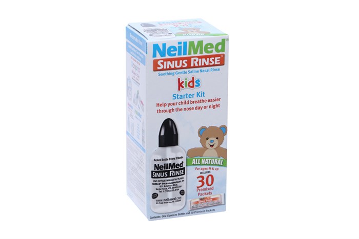 Bộ dụng cụ rửa mũi trẻ em Neilmed Sinus Rinse Pediatric Starter Kit 30 hộp 1 lọ dụng  120ml + 30 gói hỗn hợp