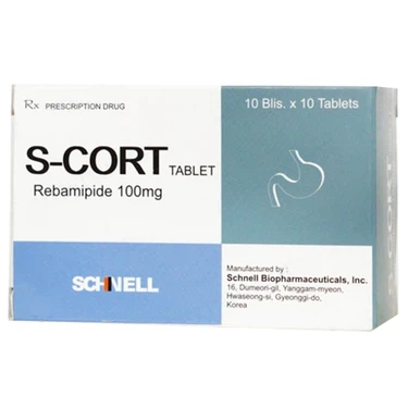 Điều trị loét dạ dày, tổn thương niêm mạc dạ dày S-Cort Tablet 100mg Schnell hộp 10 vỉ x 10 viên