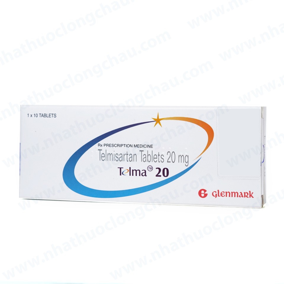 Thuốc trị tăng huyết áp Telma 20 Glenmark hộp 1 vỉ x 10 viên