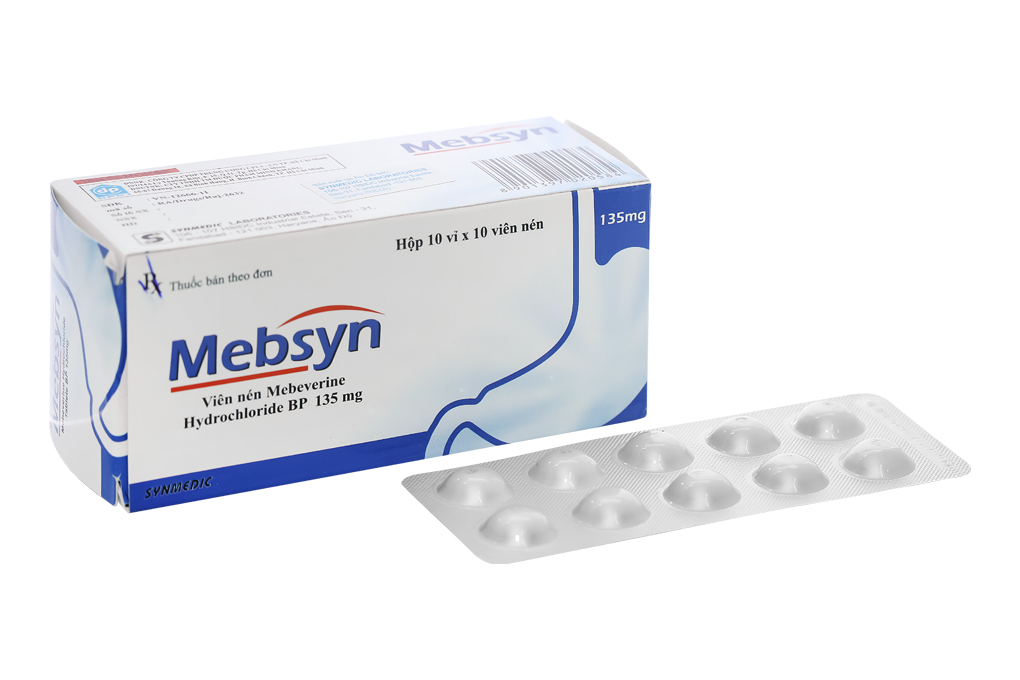 Thuốc trị hội chứng ruột kích thích Mebsyn 135mg hộp 10 vỉ x 10 viên