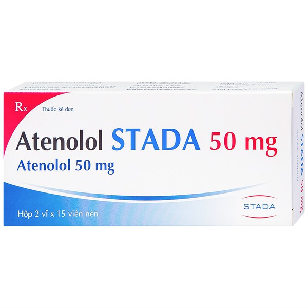 Thuốc trị cao huyết áp Atenolol STADA 50mg hộp 2 vỉ x 15 viên nén