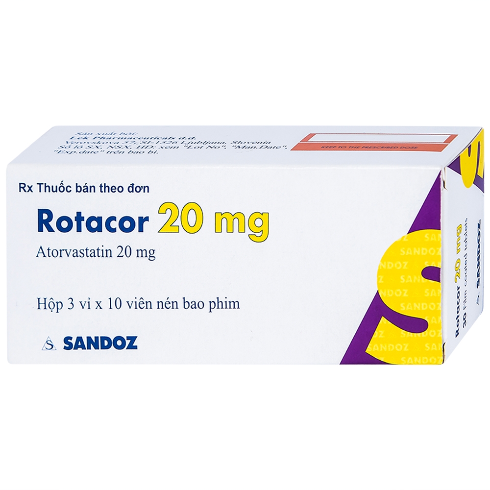 Thuốc hạ mỡ máu Rotacor 20mg hộp 30 viên