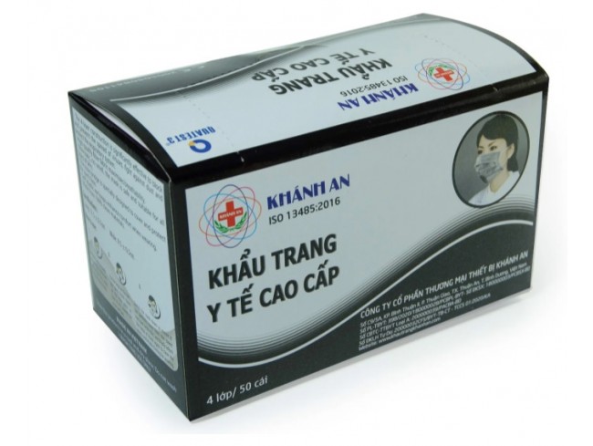 Khẩu Trang Y Tế Khánh An màu xám hộp 50 cái