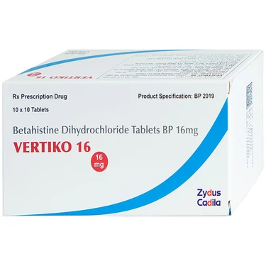 Điều trị chóng mặt, suy giảm thính giác Vertiko 16 Cadila hộp 10 vỉ x 10 viên