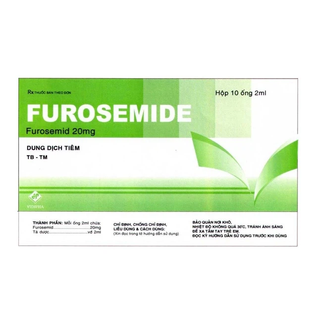 Dung dịch tiêm điều trị phù phổi cấp, phù do tim, gan, thận Furosemide 20mg hộp 10 ống