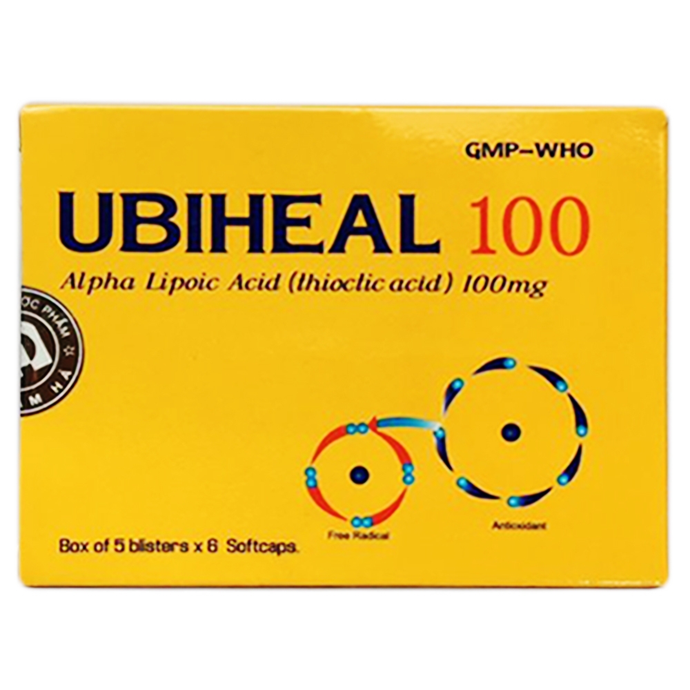 Điều trị các rối loạn cảm giác do bệnh thần kinh đái tháo đường Ubiheal 100 Nam Hà hộp 5 vỉ x 6 viên