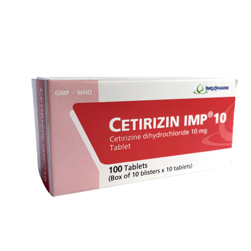 Thuốc chống dị ứng Cetirizin IMP 10 hộp 10 vỉ x 10 viên