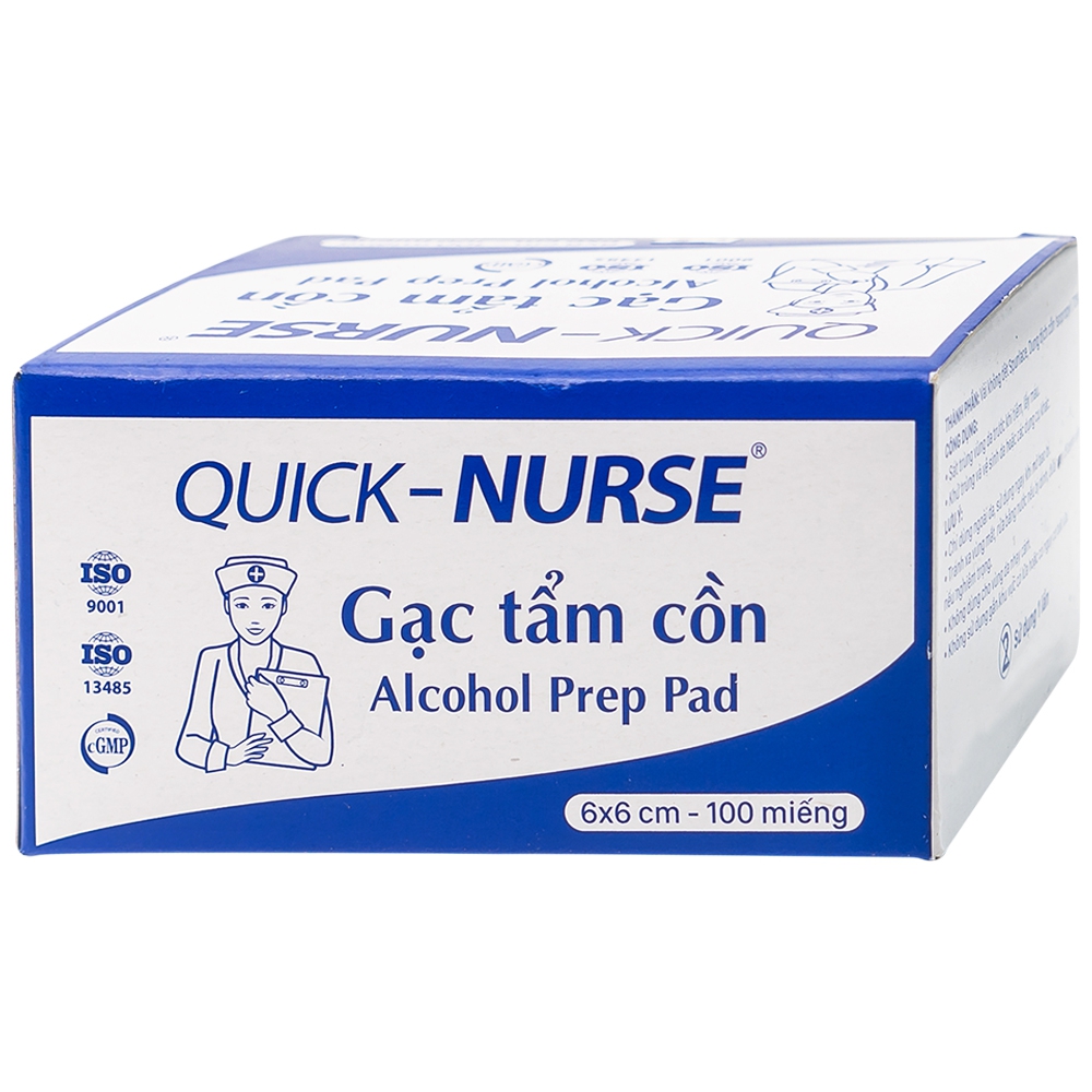 Gạc tẩm cồn 6cm x 6cm Quick - Nurse hộp 100 miếng