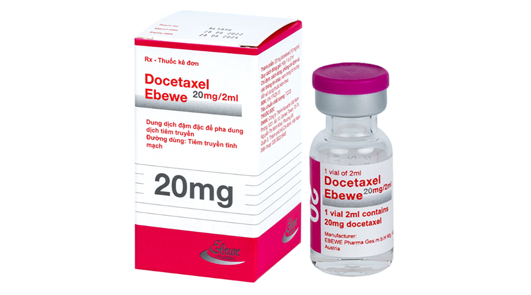 Dung dịch tiêm truyền điều trị ung thư vú Docetaxel Ebewe 10mg/ml Novartis hộp 1 lọ 2ml