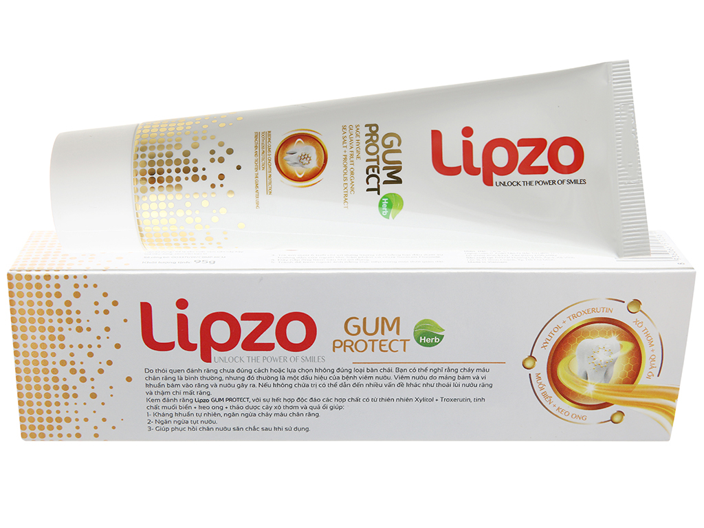 Kem đánh răng Lipzo Herb Gum Protect hộp 1 tuýp 95g
