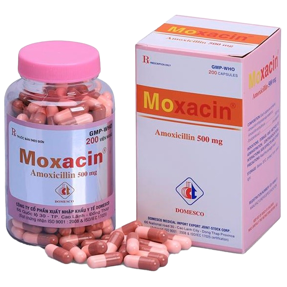 Điều trị các trường hợp nhiễm trùng Moxacin 500mg Domesco hộp 1 lọ x 200 viên