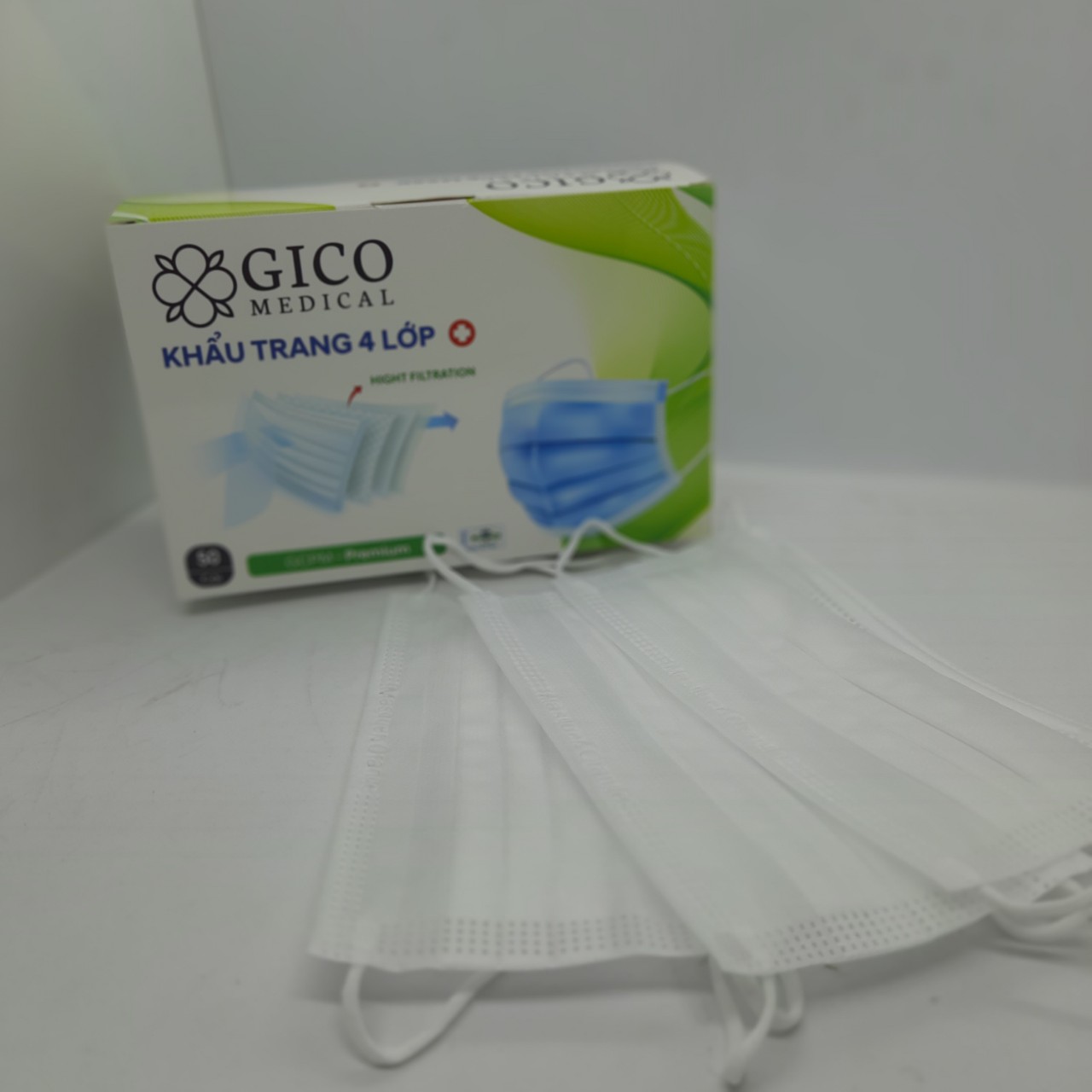 Khẩu trang y tế 4 lớp GICO (trắng) hộp 50 cái