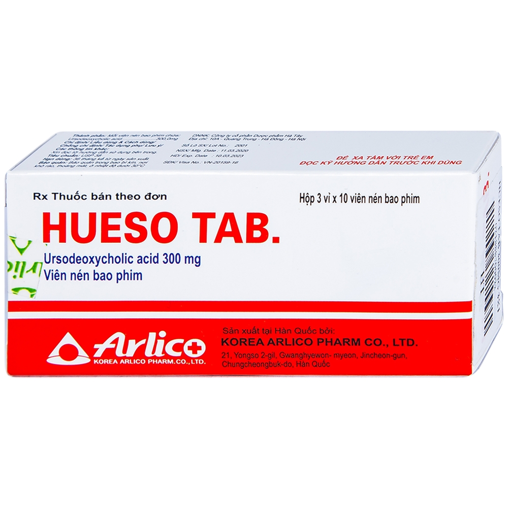 Thuốc trị bệnh gan mật HUESO TAB 300MG hộp 3 vỉ x 10 viên
