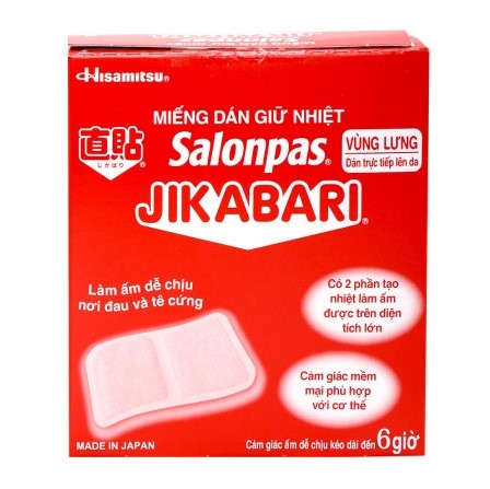 Miếng dán giữ nhiệt Salonpas JIKABARI 8.4 x 13cm (Hisamitsu) hộp 8 miếng