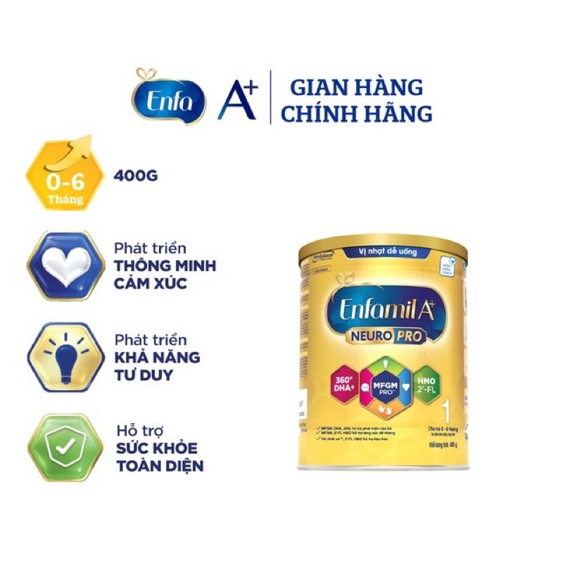 Sữa dinh dưỡng cho bé từ 00-6 tháng Enfamil A+ NeuroPro số 1 lon 400g