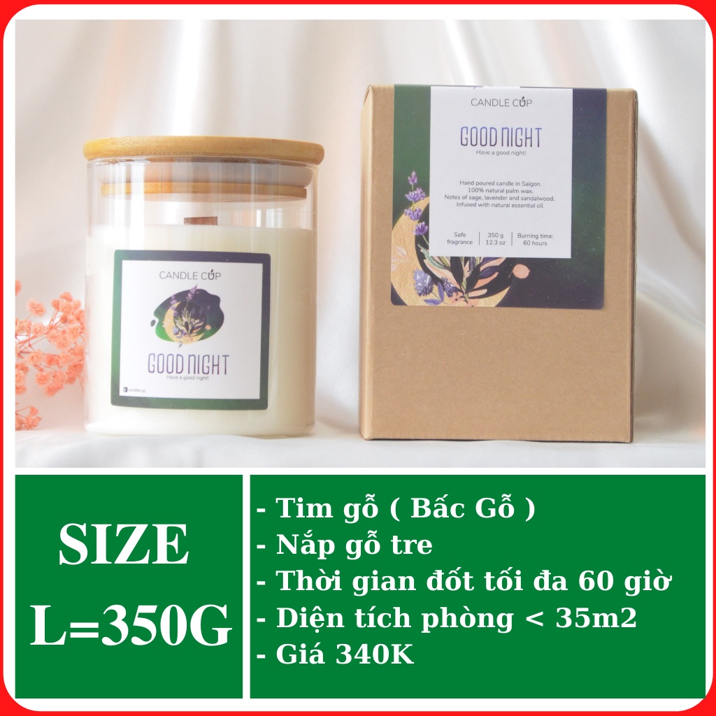 Nến thơm phòng Candle Cup Good Night (size L) hộp 350g