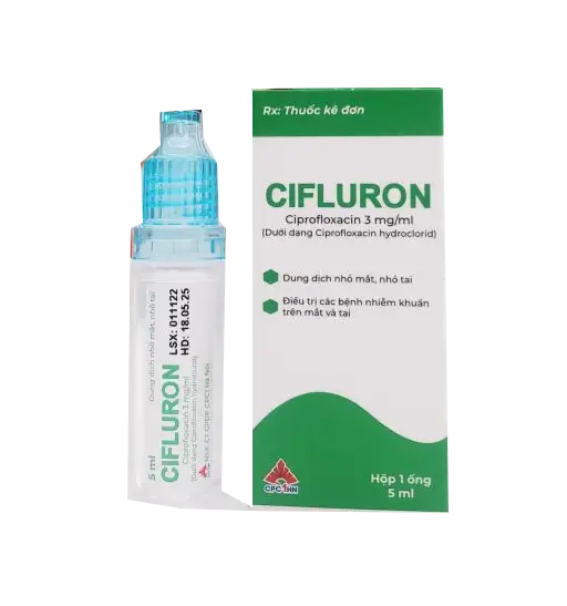 Thuốc nhỏ mắt CIFLURON (Ciprofloxacin) hộp 1 chai 5ml
