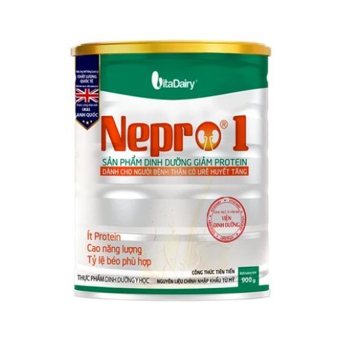Sữa bột giảm protein dành cho người bệnh thận có urê huyết tăng Nepro 1 VitaDairy hộp x 900g