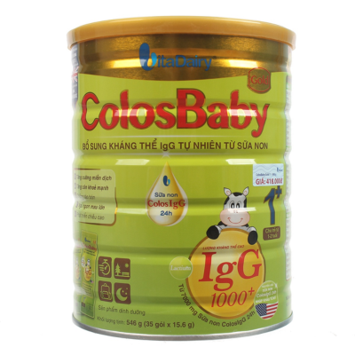 Sữa non bổ sung kháng thể IgG tự nhiên cho trẻ từ 1 - 2 tuổi ColosBaby Gold VitaDairy 1+ hộp 35 gói x 15.6g