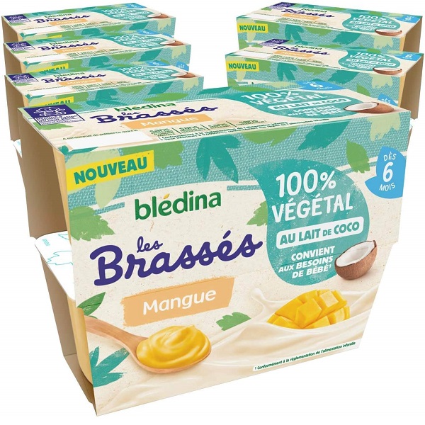 Sữa chua dừa cho bé dị ứng đạm sữa bò Blédina Brassés