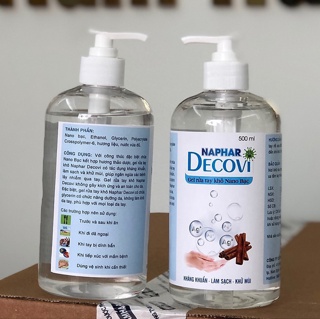Gel rửa tay khô nano bạc NAPHAR DECOVI chai 500ml