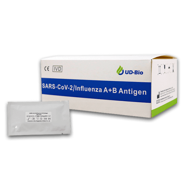 Bộ kit test nhanh SARSCoV2 và Cúm A + B UDBIO hộp 25 bộ kit