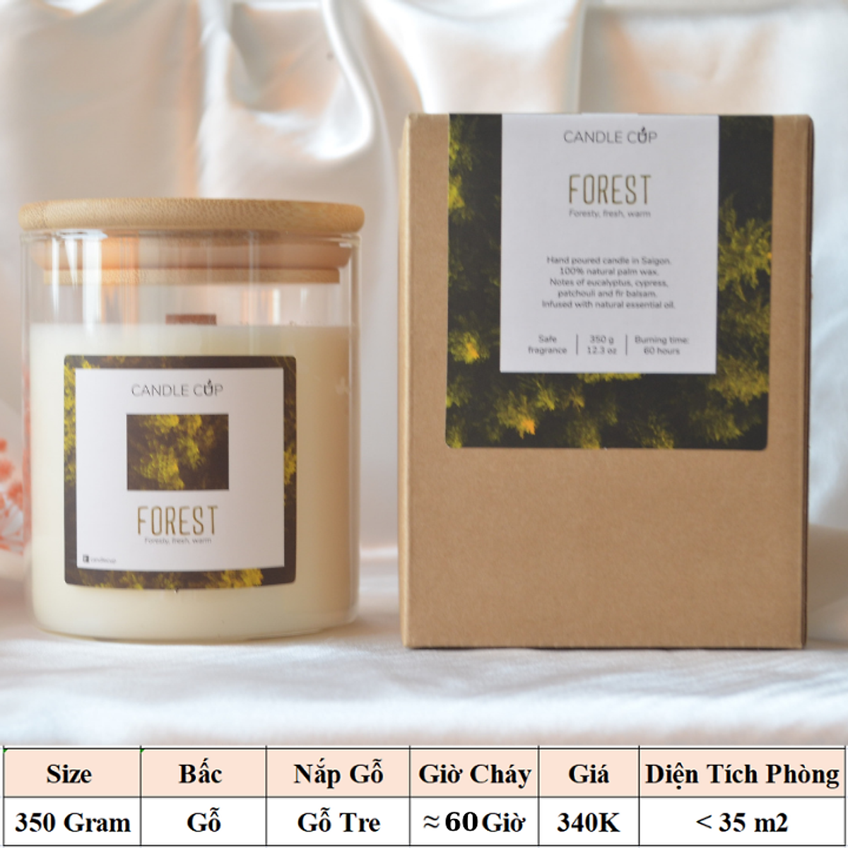 Nến thơm phòng Candle Cup Forest (size L) hộp 350g