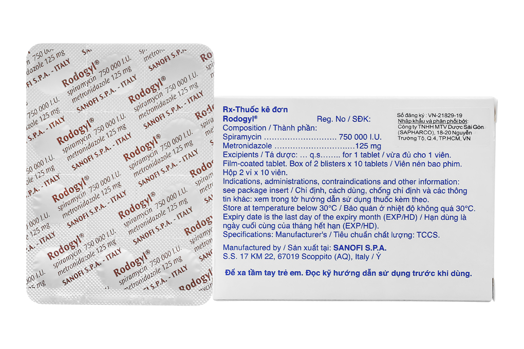 Thuốc kháng sinh Rodogyl hộp 20 viên-3