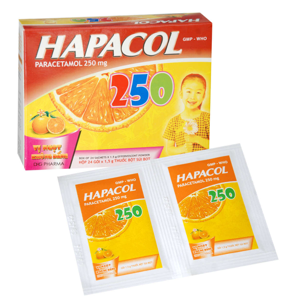 Thuốc giảm đau hạ sốt Hapacol 250 hộp 24 gói
