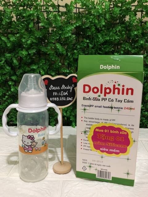 Bình sữa PP có tay cầm Dolphin hộp 1 bình 120ml
