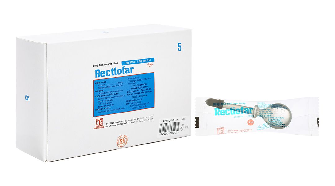 Dung dịch bơm trực tràng trị táo bón ở người lớn Rectiofar 5 hộp 40 ống-2