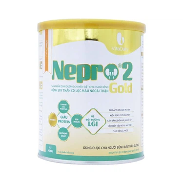 Bổ sung dinh dưỡng cho người bệnh suy thận sữa bột Nepro 2 Gold VitaDairy hộp x 400g