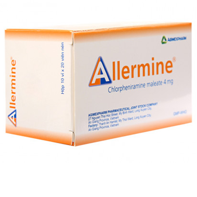 Điều trị dị ứng cấp và mãn tính Allermine 4mg Agimexpharm hộp 10 vỉ x ...