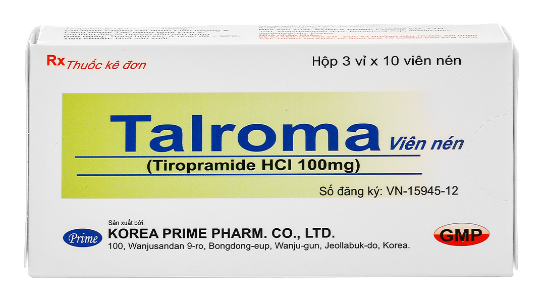 Thuốc giảm đau do co thắt tiêu hoá Talroma hộp 3 vỉ x 10 viên nén bao phim
