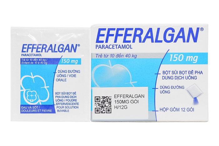 Thuốc giảm đau hạ sốt cho trẻ em Efferalgan 150mg hộp 12 gói