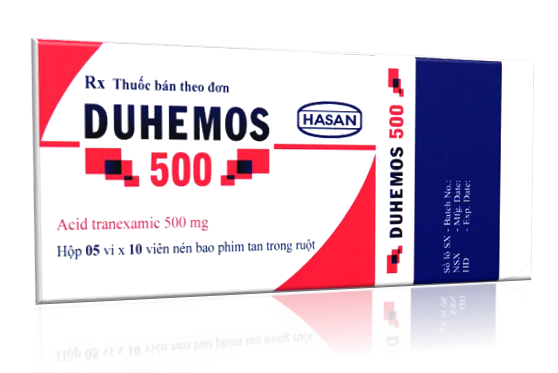 Thuốc điều trị chảy máu DUHEMOS 500 hộp 5 vỉ x 10 viên nén bao phim tan trong ruột