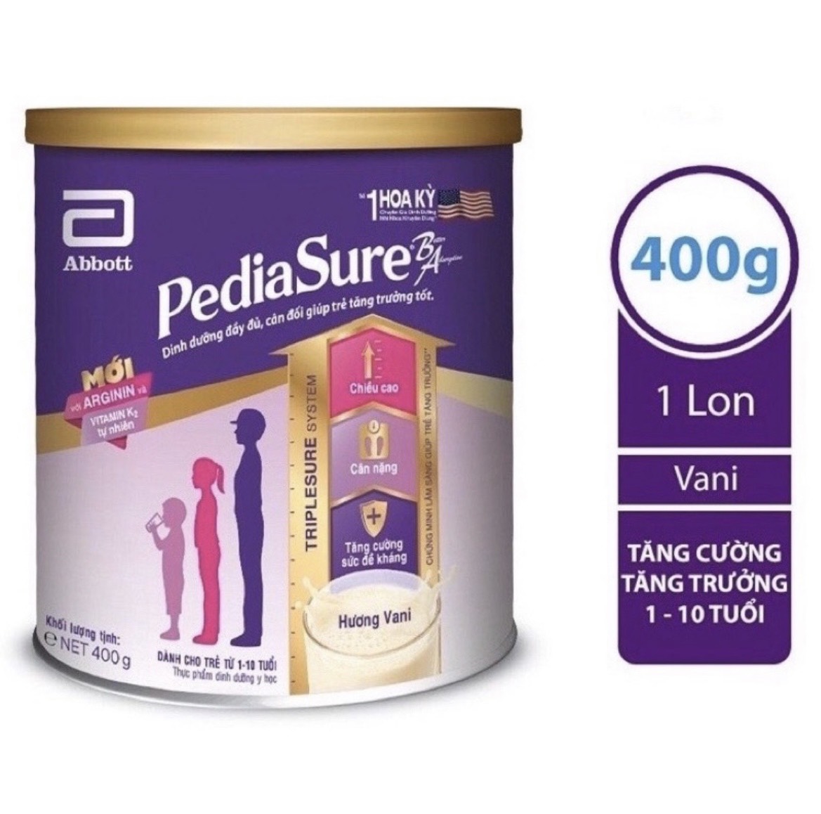 Sữa cho bé nhẹ cân suy dinh dưỡng PEDIASURE lon 400g