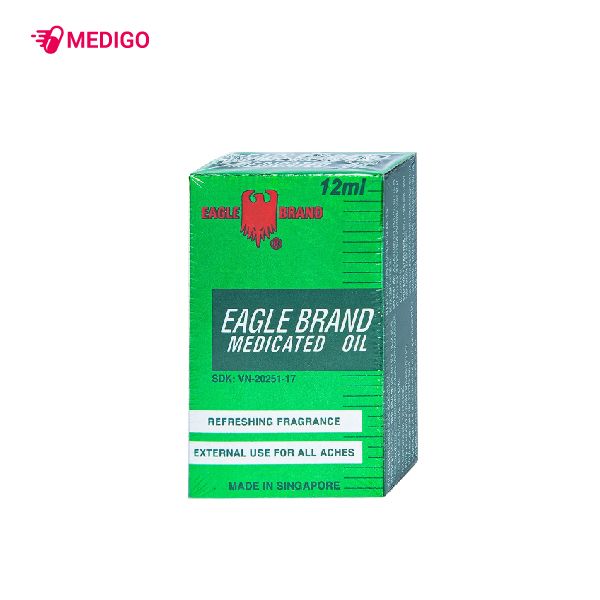 Dầu Xanh Con Ó Eagle Brand Medicated Oil Singapore hộp 1 chai 12ml Medigo