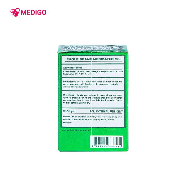 Dầu Xanh Con Ó Eagle Brand Medicated Oil Singapore hộp 1 chai 12ml Medigo
