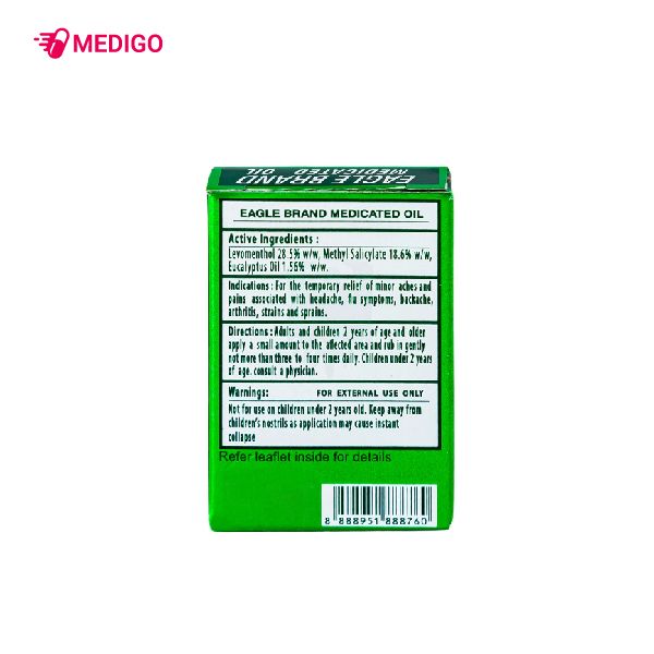 Dầu Xanh Con Ó Eagle Brand Medicated Oil Singapore hộp 1 chai 3ml Medigo