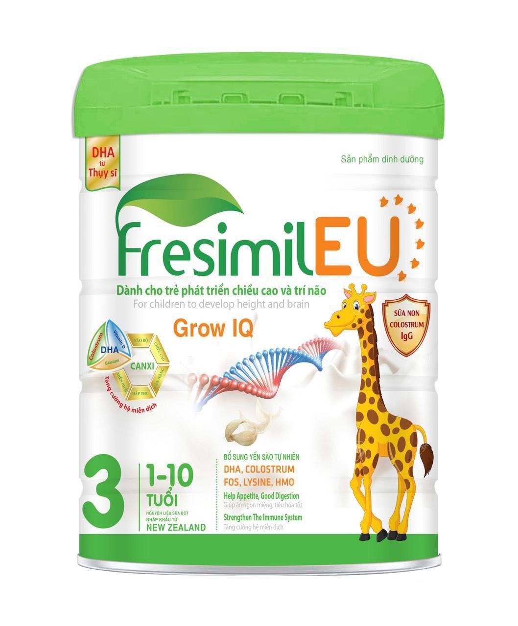Sản phẩm dinh dưỡng phát triển chiều cao và trí não cho trẻ từ 1 - 10 tuổi FresimilEU Grow IQ 3 lon 900g