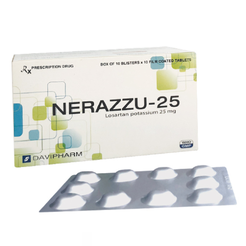Thuốc điều trị cao huyết áp Nerazzu 25mg hộp 10 vỉ x 10 viên