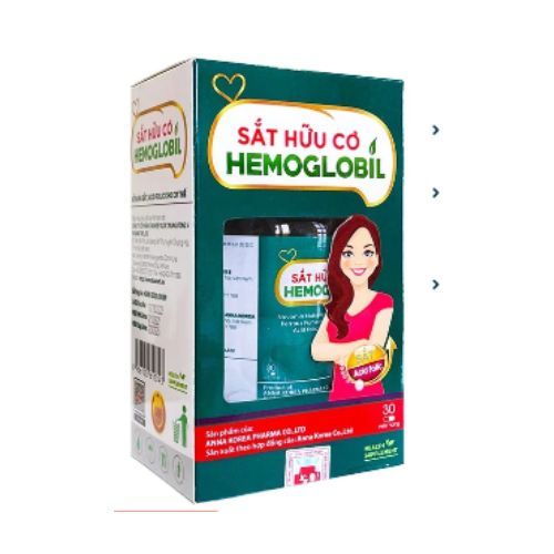 Bổ sung sắt, dùng cho người thiếu máu do thiếu sắt SẮT HỮU CƠ HEMOGLOBIL Hộp 1 lọ x 30 viên