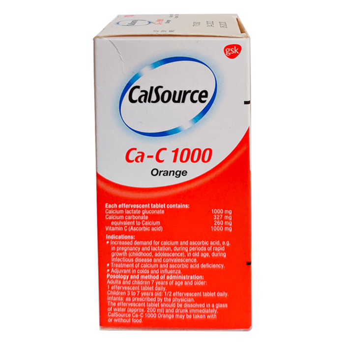 Viên sủi bổ sung Vitamin C và Canxi Calsource Ca - C1000 Orange hộp 1 tuýp 10 viên-3