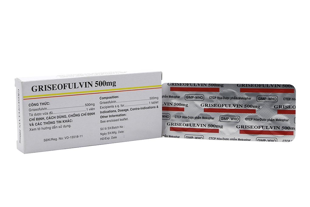 Thuốc trị nấm Griseofulvin 500mg MEKOPHAR hộp 20 viên Medigo