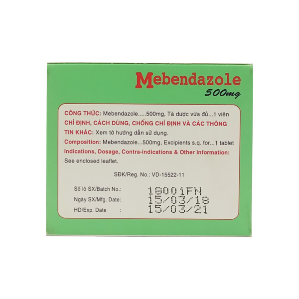 Thuốc trị giun sán Mebendazol 500mg hộp 1 viên-2